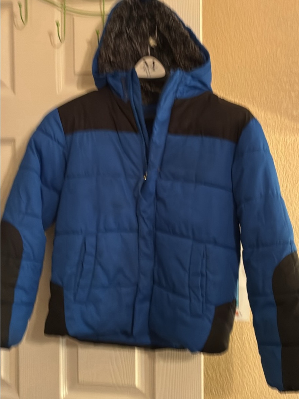 wonder nation Blue and Black Hooded Puffer Jacket